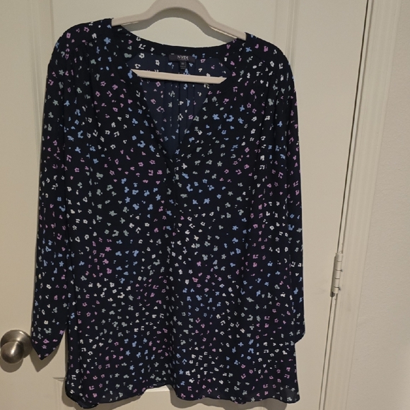 Worthington Tops - Worthington Blue Long Sleeve Relaxed Blouse